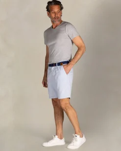NZA New Zealand Auckland Lichtblauwe chino shorts van katoen met linnen en tencel