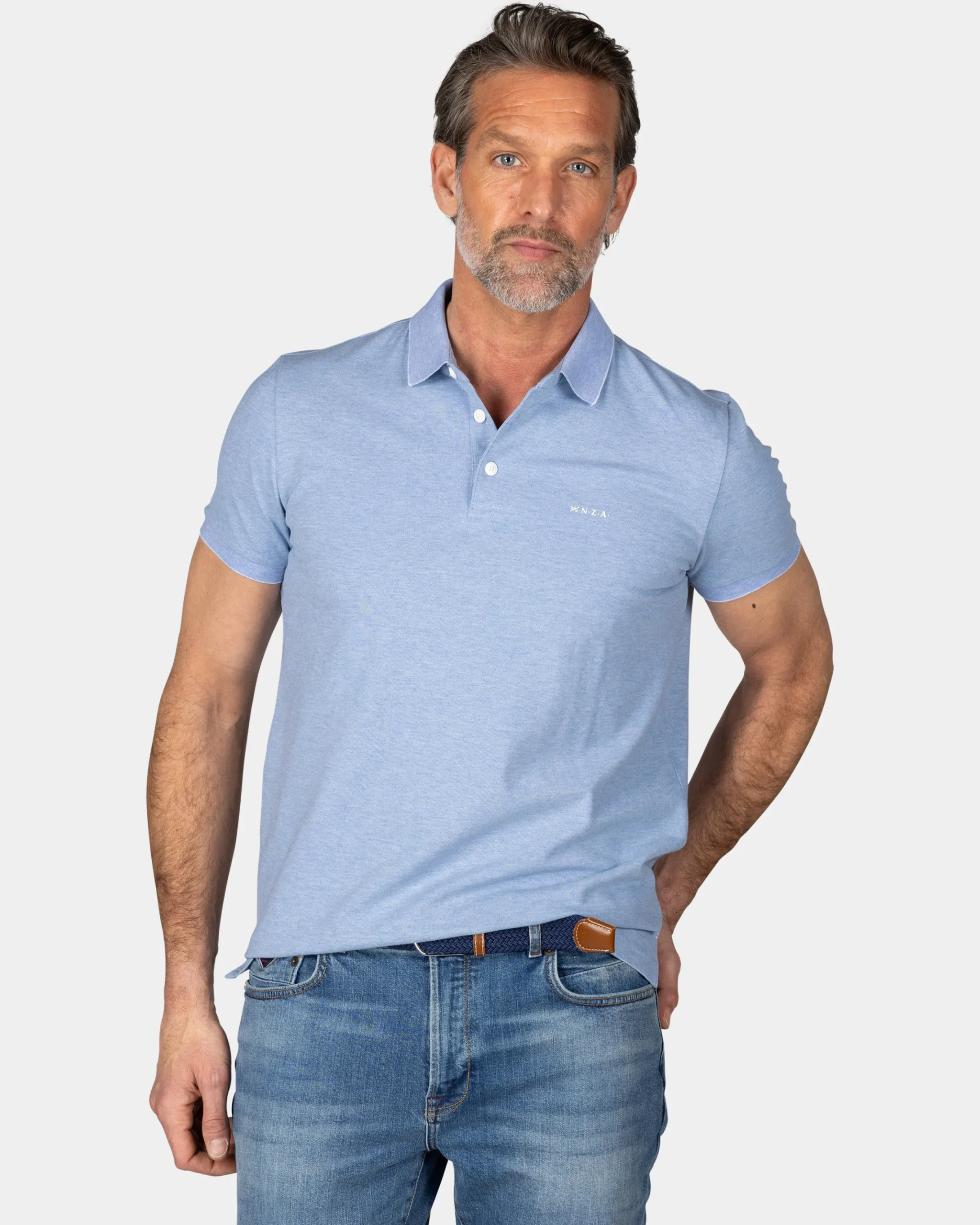NZA New Zealand Auckland Lichtblauwe katoenen polo