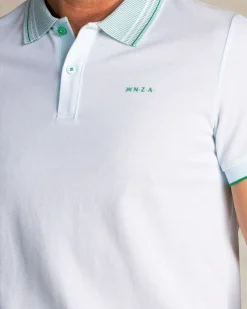 NZA New Zealand Auckland Lichtblauwe polo met gestreepte kraag