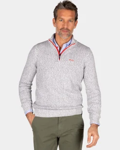 NZA New Zealand Auckland Lichtgrijze pullover met halve rits -