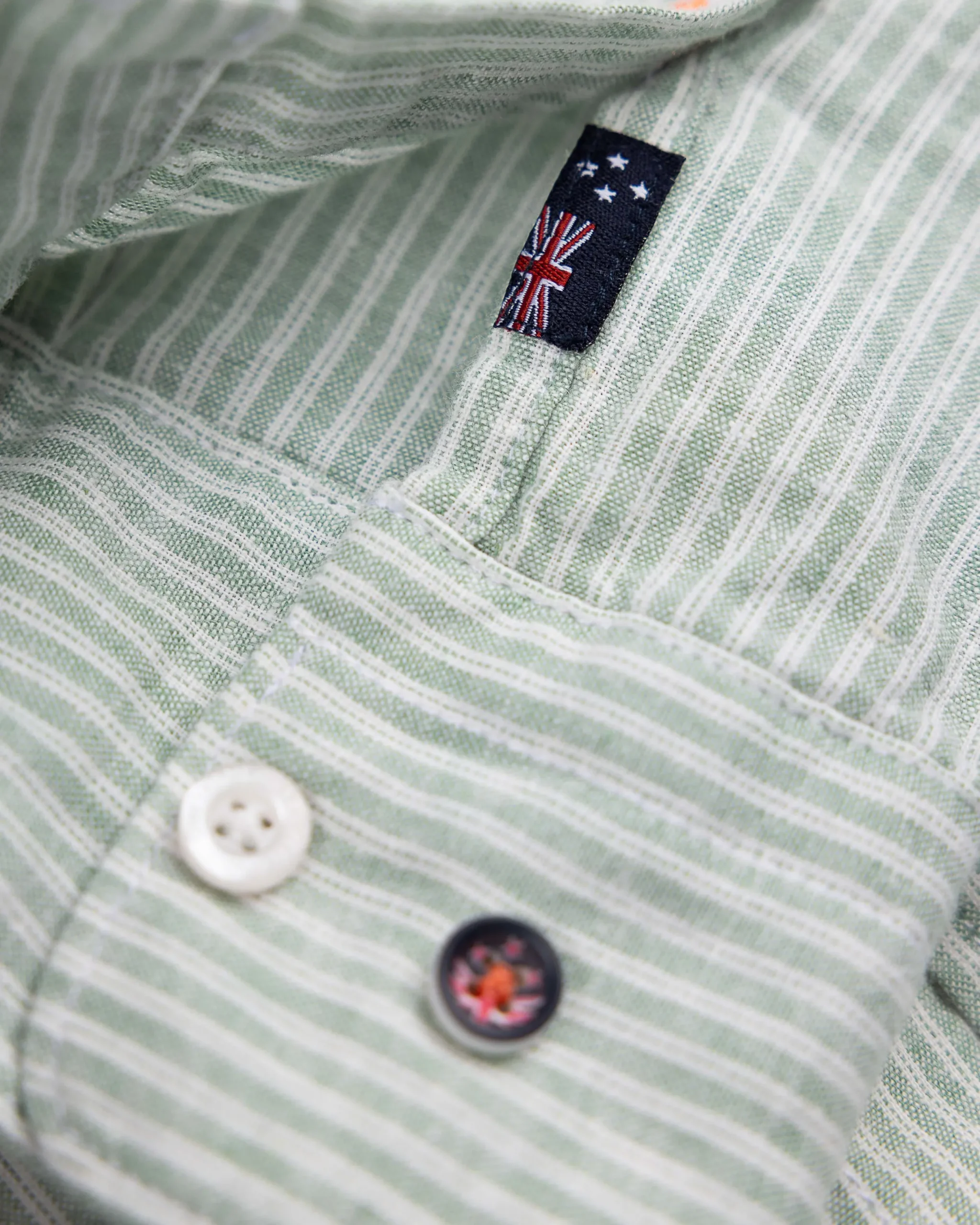 NZA New Zealand Auckland Lichtgroen gestreept linnen overhemd