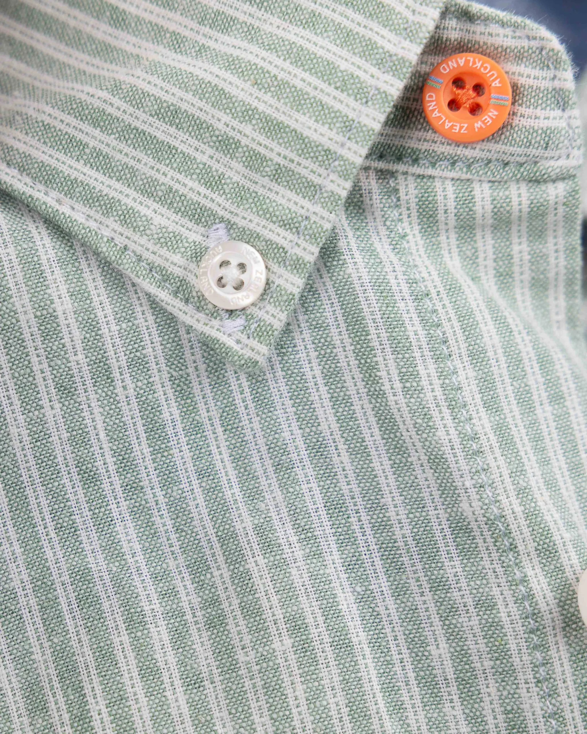 NZA New Zealand Auckland Lichtgroen gestreept linnen overhemd