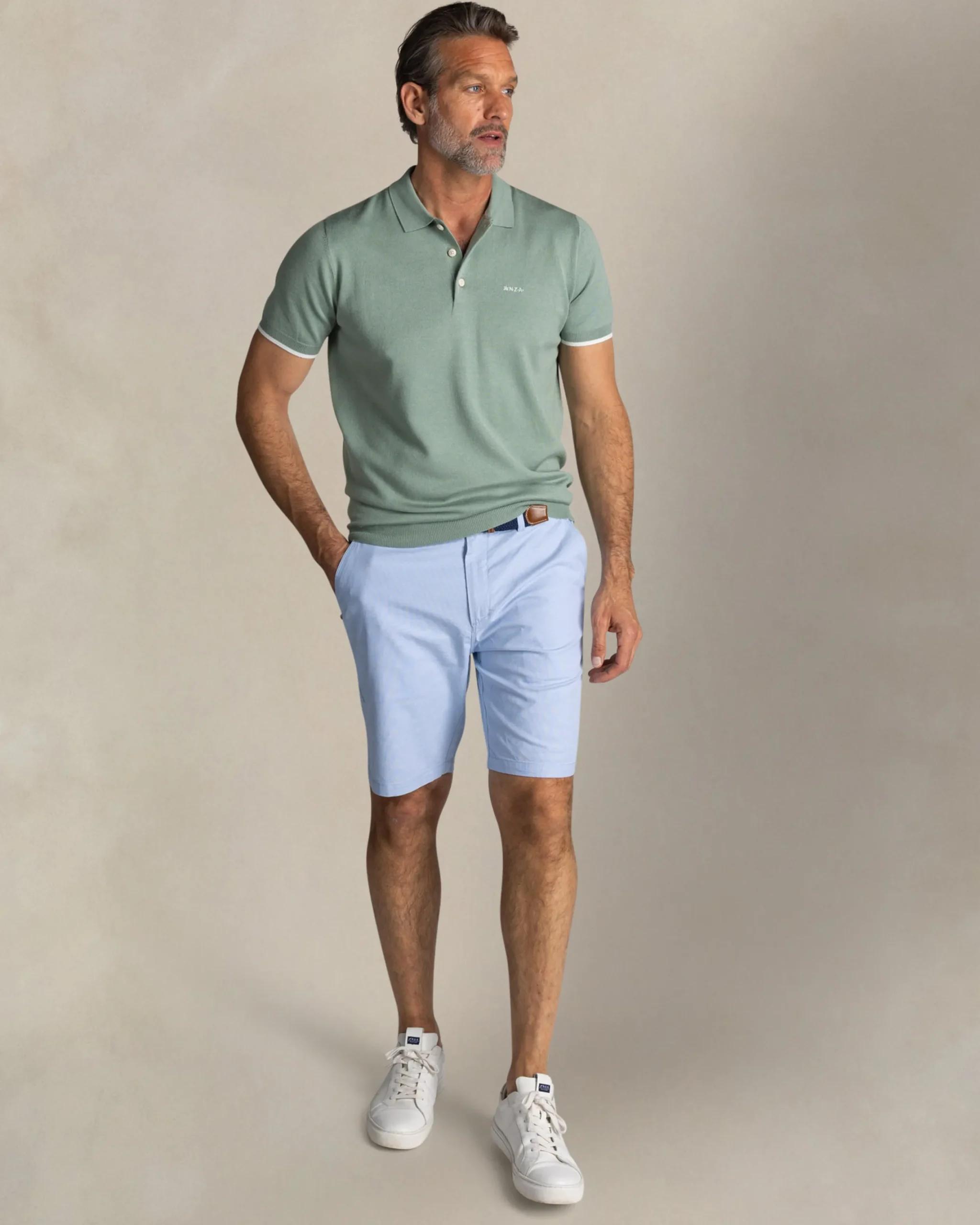 NZA New Zealand Auckland Lichtgroene gebreide polo