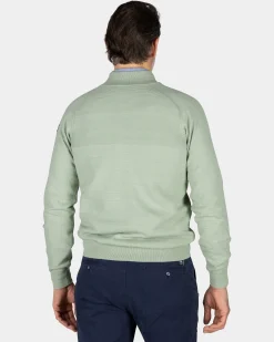 NZA New Zealand Auckland Lichtgroene katoenen trui met halve rits