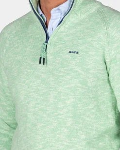 NZA New Zealand Auckland Lichtgroene katoenen trui met halve rits