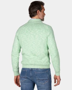 NZA New Zealand Auckland Lichtgroene katoenen trui met halve rits