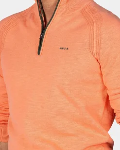 NZA New Zealand Auckland Lichtoranje katoenen trui met halve rits