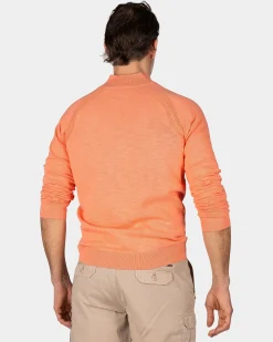 NZA New Zealand Auckland Lichtoranje katoenen trui met halve rits