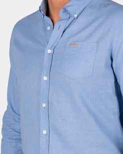 NZA New Zealand Auckland Linnen blauw overhemd met lange mouw