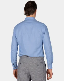 NZA New Zealand Auckland Linnen blauw overhemd met lange mouw