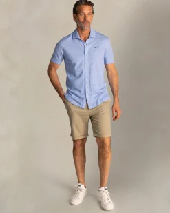 NZA New Zealand Auckland Linnen blauw overhemd met korte mouw