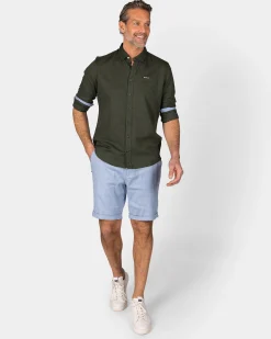 NZA New Zealand Auckland Linnen donkergroen overhemd met lange mouw