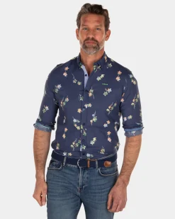 NZA New Zealand Auckland Linnen katoenen overhemd met bloemenprint -