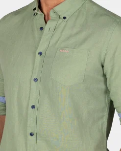 NZA New Zealand Auckland Linnen lichtgroen overhemd met lange mouw
