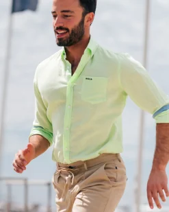 NZA New Zealand Auckland Linnen mintgroen overhemd met lange mouw