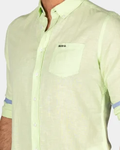 NZA New Zealand Auckland Linnen mintgroen overhemd met lange mouw