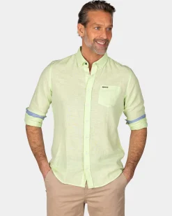 NZA New Zealand Auckland Linnen mintgroen overhemd met lange mouw