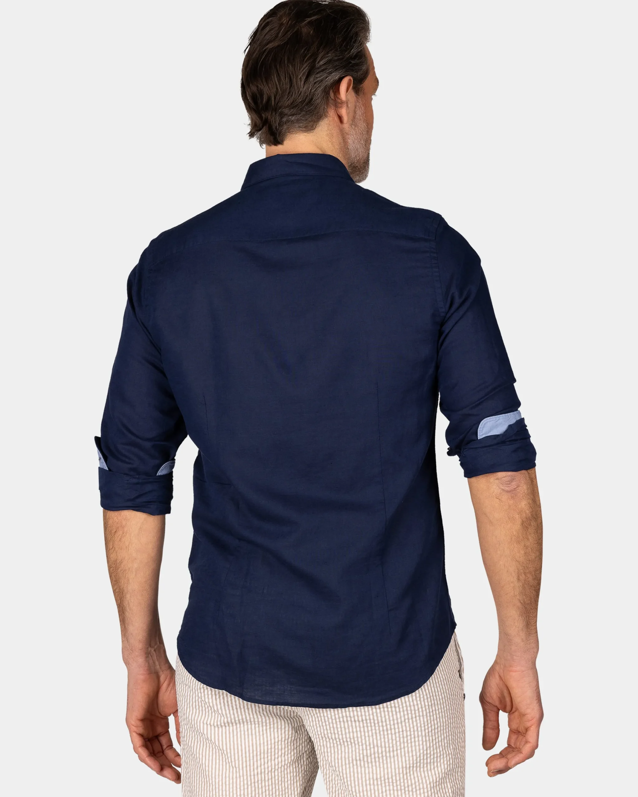 NZA New Zealand Auckland Linnen navy overhemd met lange mouw