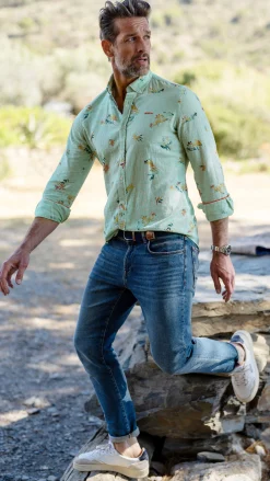 NZA New Zealand Auckland Linnen overhemd met bloemenprint -