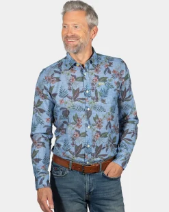 NZA New Zealand Auckland Linnen overhemd met print North Mavora -