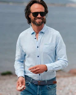 NZA New Zealand Auckland Linnen pastelblauw overhemd met lange mouw