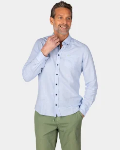 NZA New Zealand Auckland Linnen pastelblauw overhemd met lange mouw