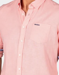 NZA New Zealand Auckland Linnen pastelroze overhemd met lange mouw