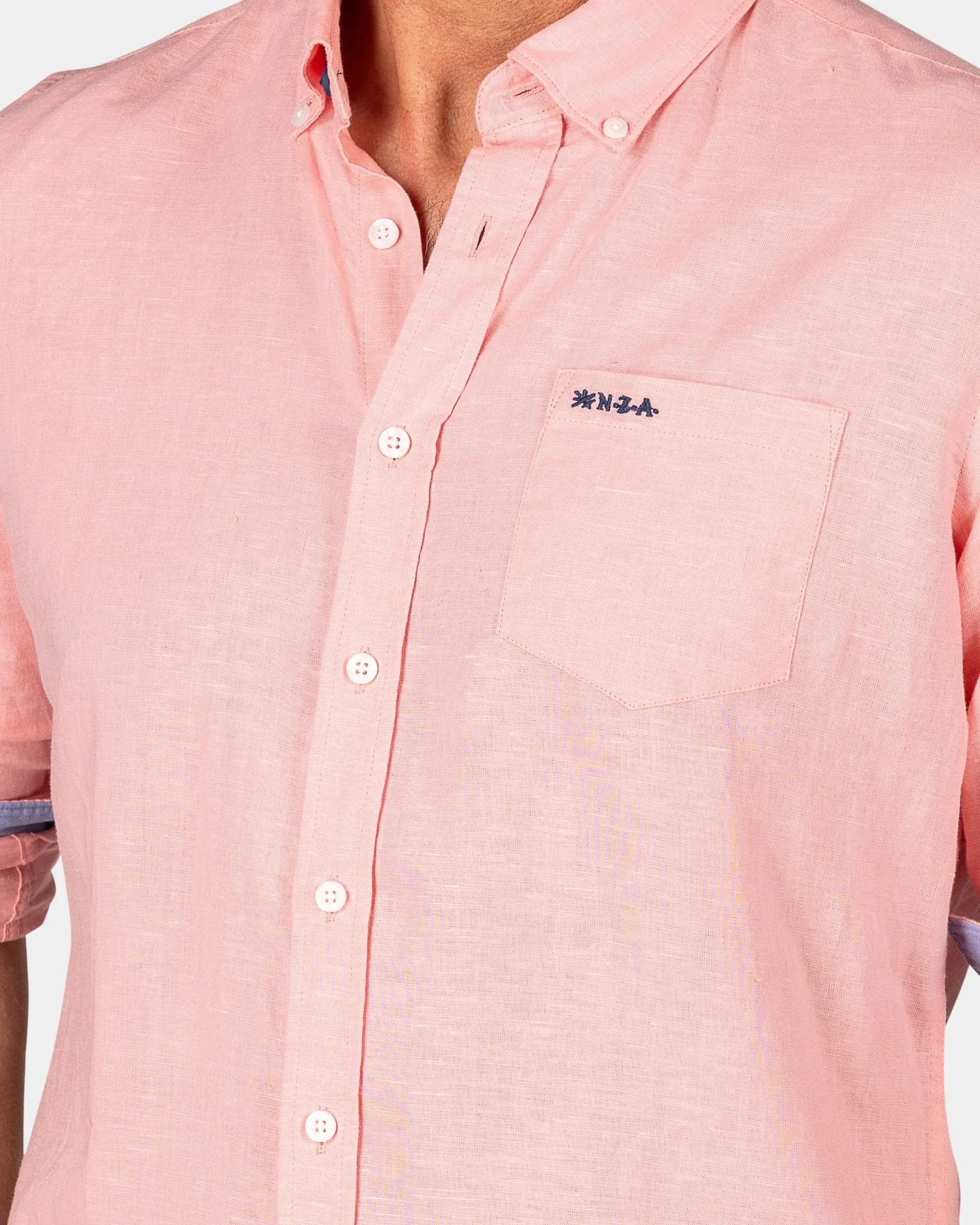 NZA New Zealand Auckland Linnen pastelroze overhemd met lange mouw