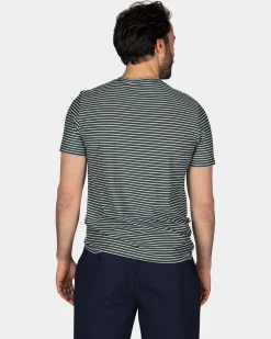 NZA New Zealand Auckland Mosgroen t-shirt met kleine witte streep