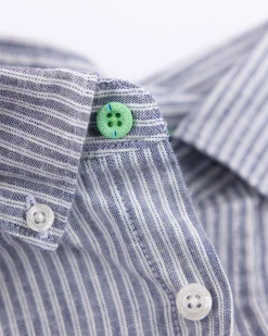 NZA New Zealand Auckland Navy gestreept linnen overhemd