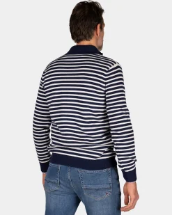 NZA New Zealand Auckland Navy gestreepte trui met halve rits