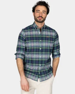 NZA New Zealand Auckland Navy groen paars geruit overhemd