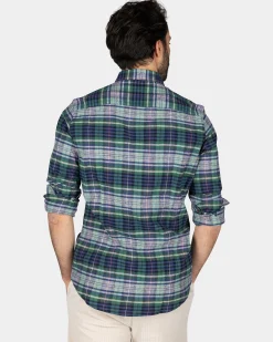 NZA New Zealand Auckland Navy groen paars geruit overhemd