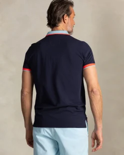 NZA New Zealand Auckland Navy katoenen polo met lichtblauwe kraag