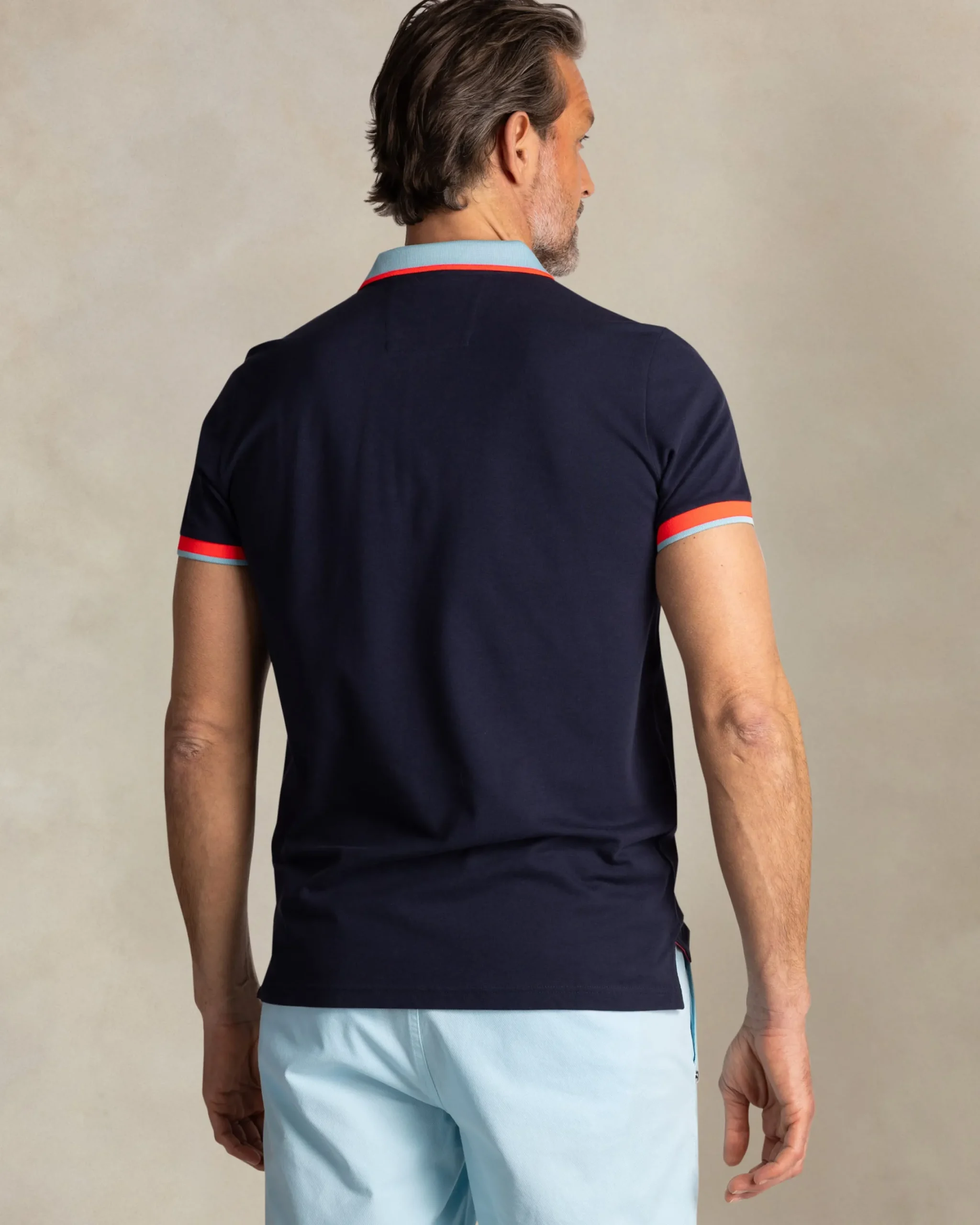 NZA New Zealand Auckland Navy katoenen polo met lichtblauwe kraag