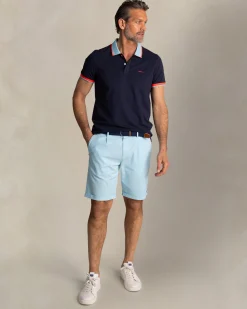 NZA New Zealand Auckland Navy katoenen polo met lichtblauwe kraag