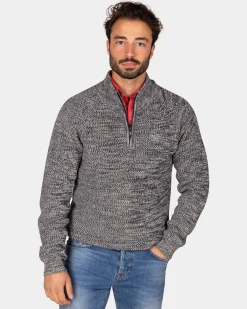 NZA New Zealand Auckland Navy katoenen trui met halve rits -