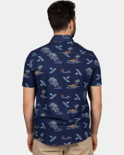 NZA New Zealand Auckland Navy overhemd met zomerse print -