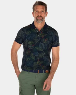 NZA New Zealand Auckland Navy polo met blader print -