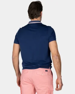 NZA New Zealand Auckland Navy polo met gestreepte kraag