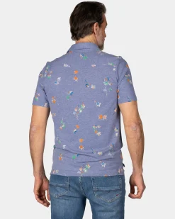 NZA New Zealand Auckland Navy poloshirt met bladprint