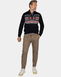 NZA New Zealand Auckland Navy pullover met gebreide print -