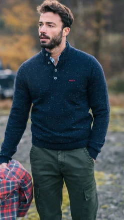 NZA New Zealand Auckland Navy trui met knoopssluiting -