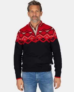 NZA New Zealand Auckland Navy trui met rode print -