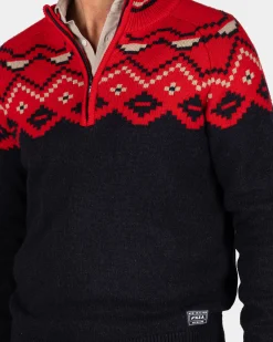 NZA New Zealand Auckland Navy trui met rode print -