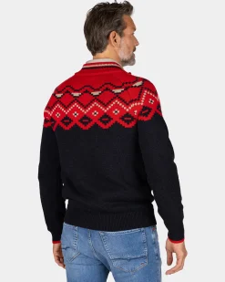 NZA New Zealand Auckland Navy trui met rode print -