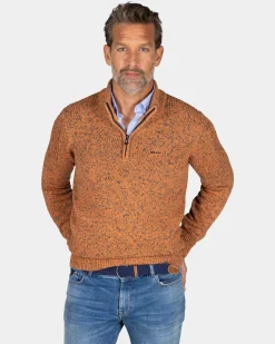 NZA New Zealand Auckland Oranje gebreide trui met halve rits -