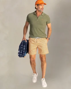 NZA New Zealand Auckland Oranje geprinte zwembroek met groene rand