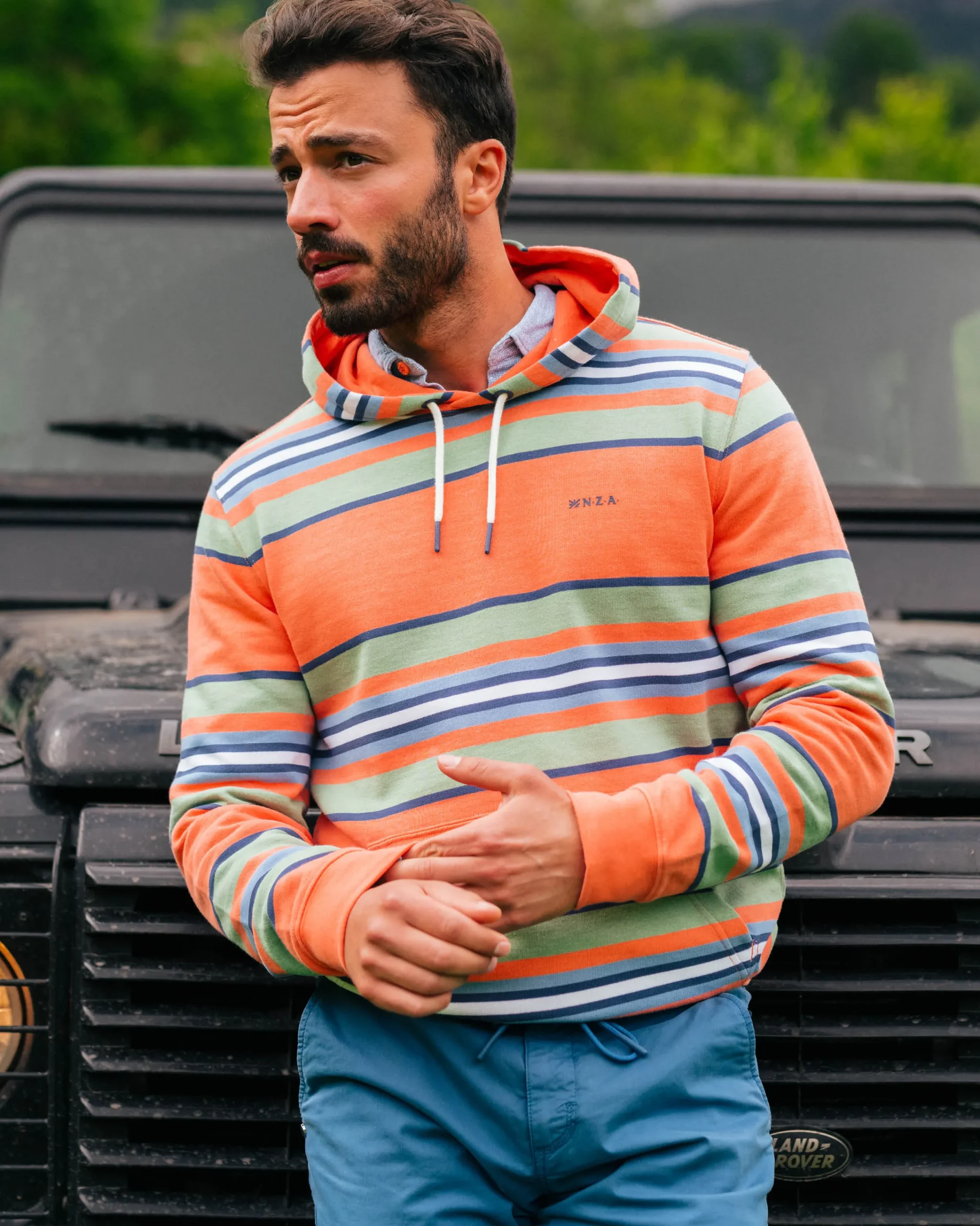 NZA New Zealand Auckland Oranje gestreepte hoodie