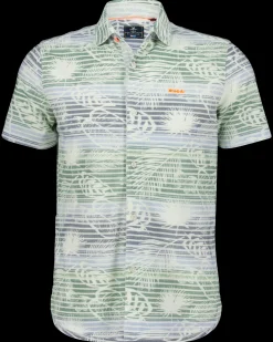 NZA New Zealand Auckland Overhemd met korte mouwen en bloemenprint legergroen -